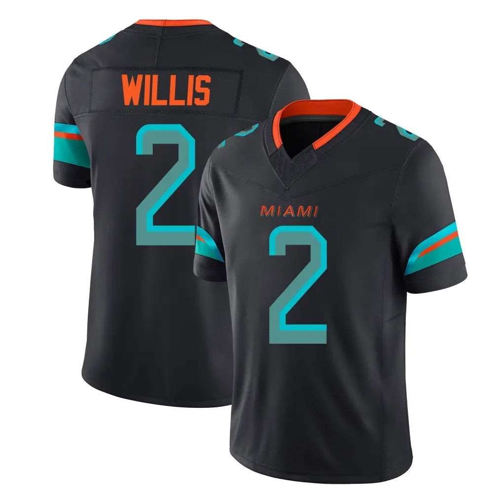 Kieara M.Dolphins #2 Malik Willis Player Black Limited Pitch Rivalries Collection Home Game Stitched Jerseys