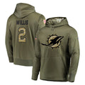 Kieara M.Dolphins #2 Malik Willis Player Olive Salute to Service Pullover Hoodies Home Game Stitched Jerseys