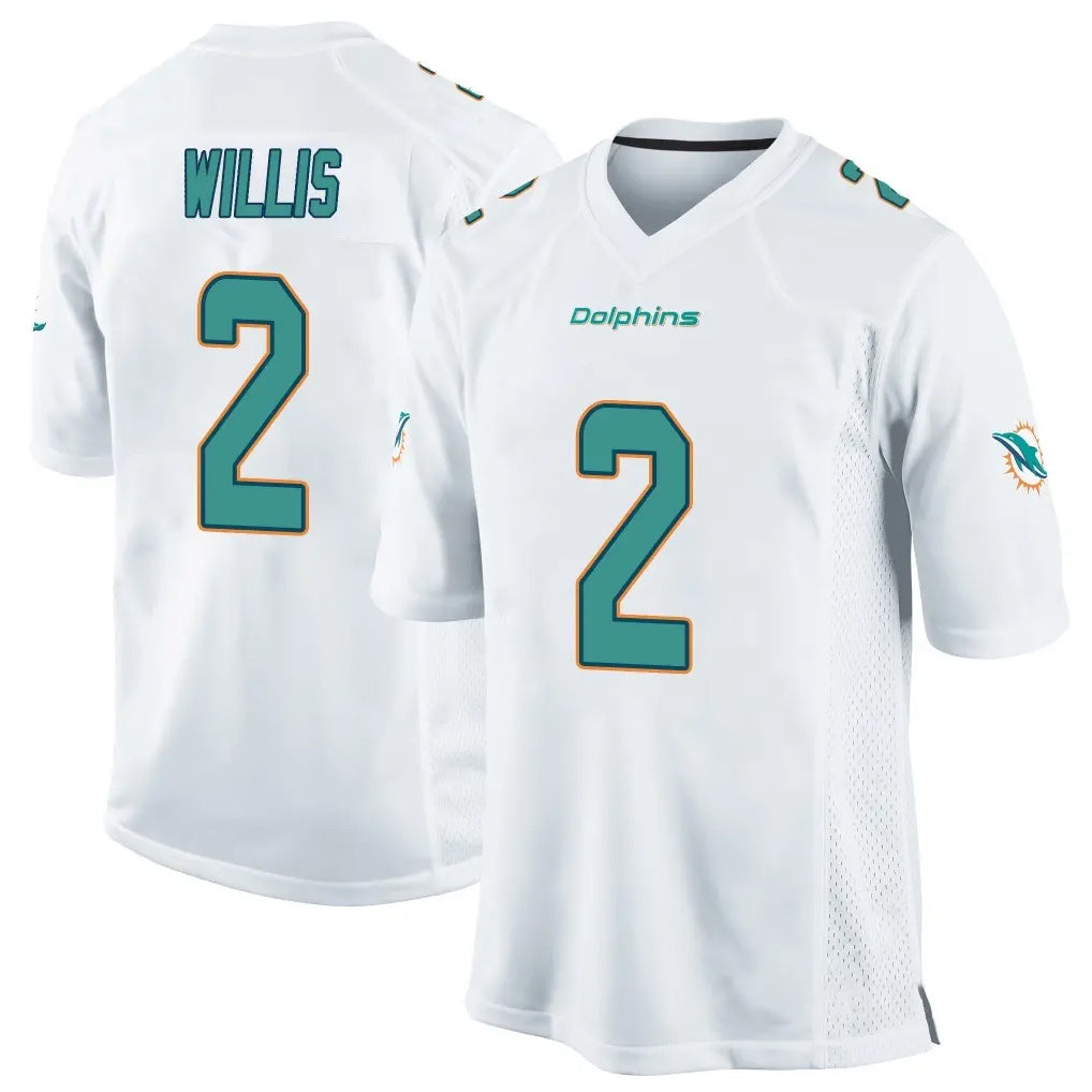 Kieara M.Dolphins #2 Malik Willis Player White Home Game Stitched Jerseys