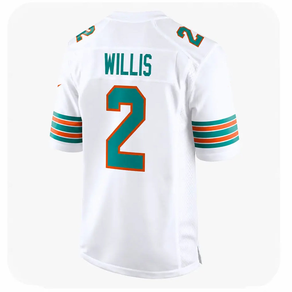 Kieara M.Dolphins #2 Malik Willis Player White Limited Home Game Stitched Jerseys