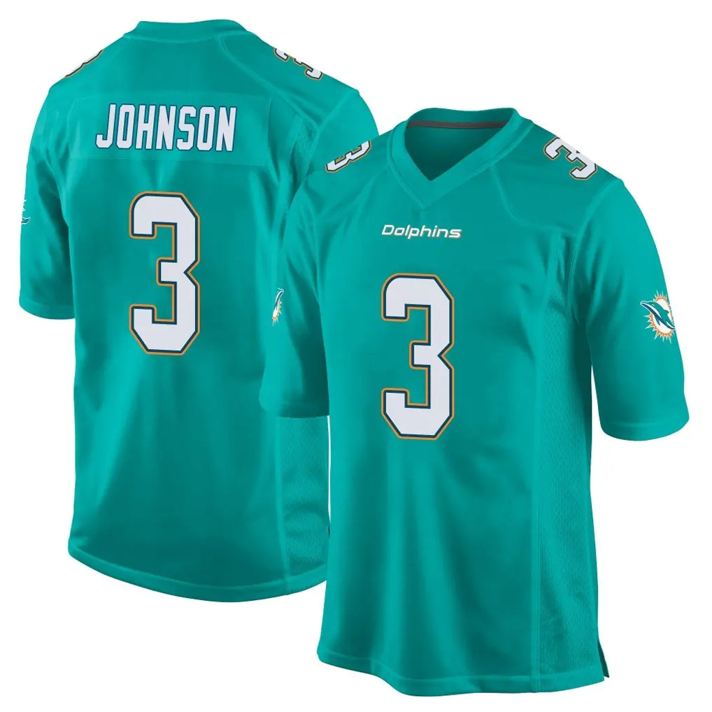 Kieara M.Dolphins #3 Chris Johnson Player Aqua Team Color Home Game Stitched Jerseys