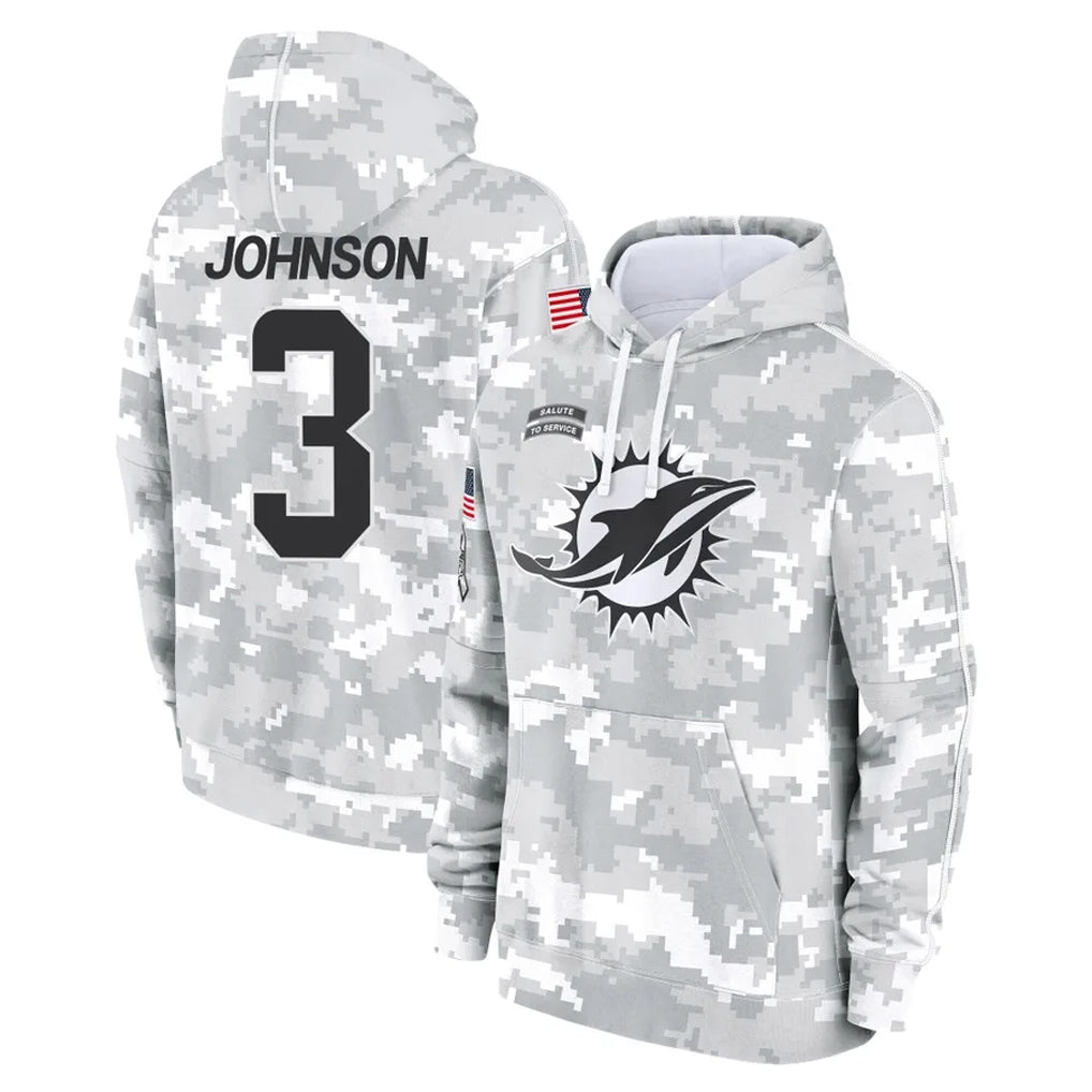 Kieara M.Dolphins #3 Chris Johnson Player Arctic Camo Salute to Service Hoodies Limited Game Stitched Jerseys