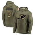 Kieara M.Dolphins #3 Chris Johnson Player Olive Salute to Service Pullover Hoodies Home Game Stitched Jerseys