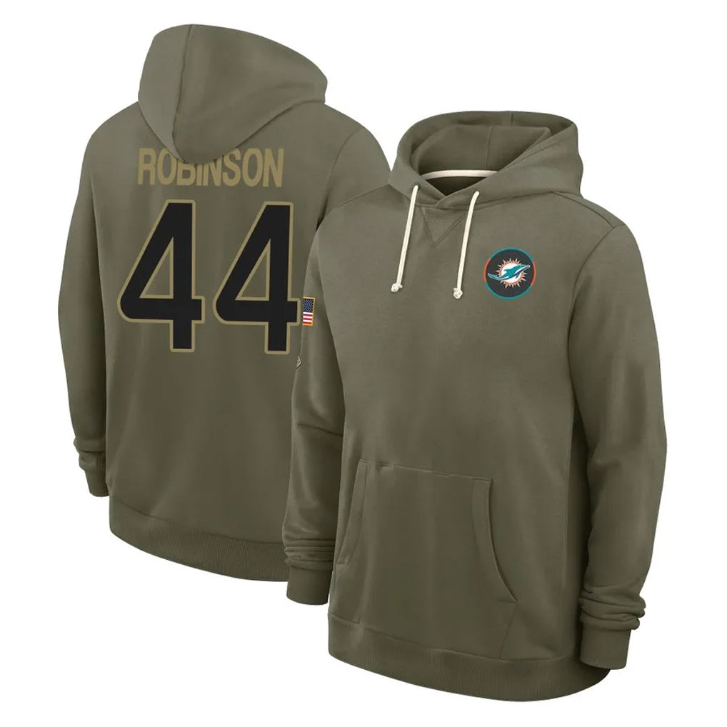 Kieara M.Dolphins #44 Chop Robinson Player Olive Salute to Service Pullover Hoodies Limited Stitched Jerseys