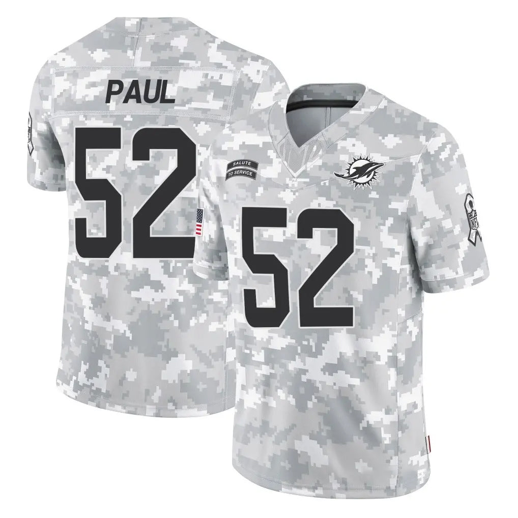 Kieara M.Dolphins #52 Patrick Paul Player Arctic Camo Salute To Service Limited Game Stitched Jerseys