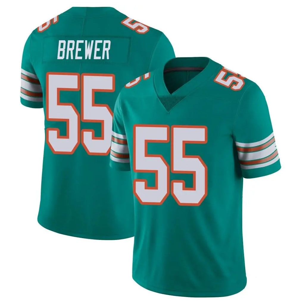 Kieara M.Dolphins #55 Aaron Brewer Player Aqua Limited Alternate Vapor Untouchable Home Game Stitched Jerseys