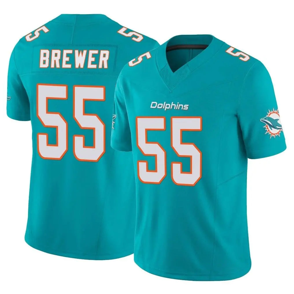 Kieara M.Dolphins #55 Aaron Brewer Player Aqua Limited Vapor F.U.S.E. Home Game Stitched Jerseys