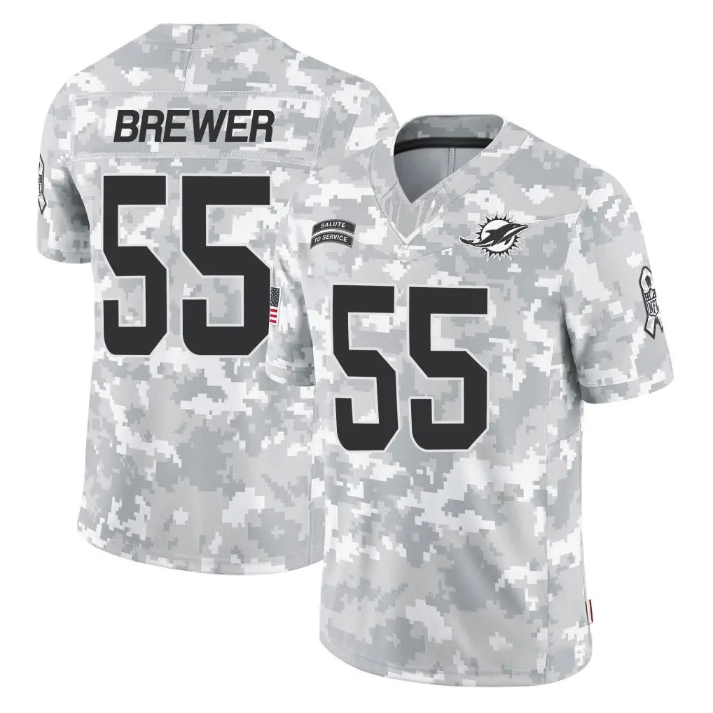 Kieara M.Dolphins #55 Aaron Brewer Player Arctic Camo Salute To Service Limited Game Stitched Jerseys