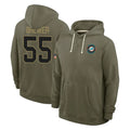 Kieara M.Dolphins #55 Aaron Brewer Player Olive Salute to Service Pullover Hoodies Limited Stitched Jerseys