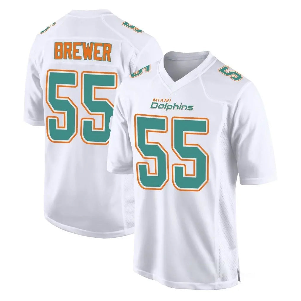 Kieara M.Dolphins #55 Aaron Brewer Player White Fashion Home Game Stitched Jerseys