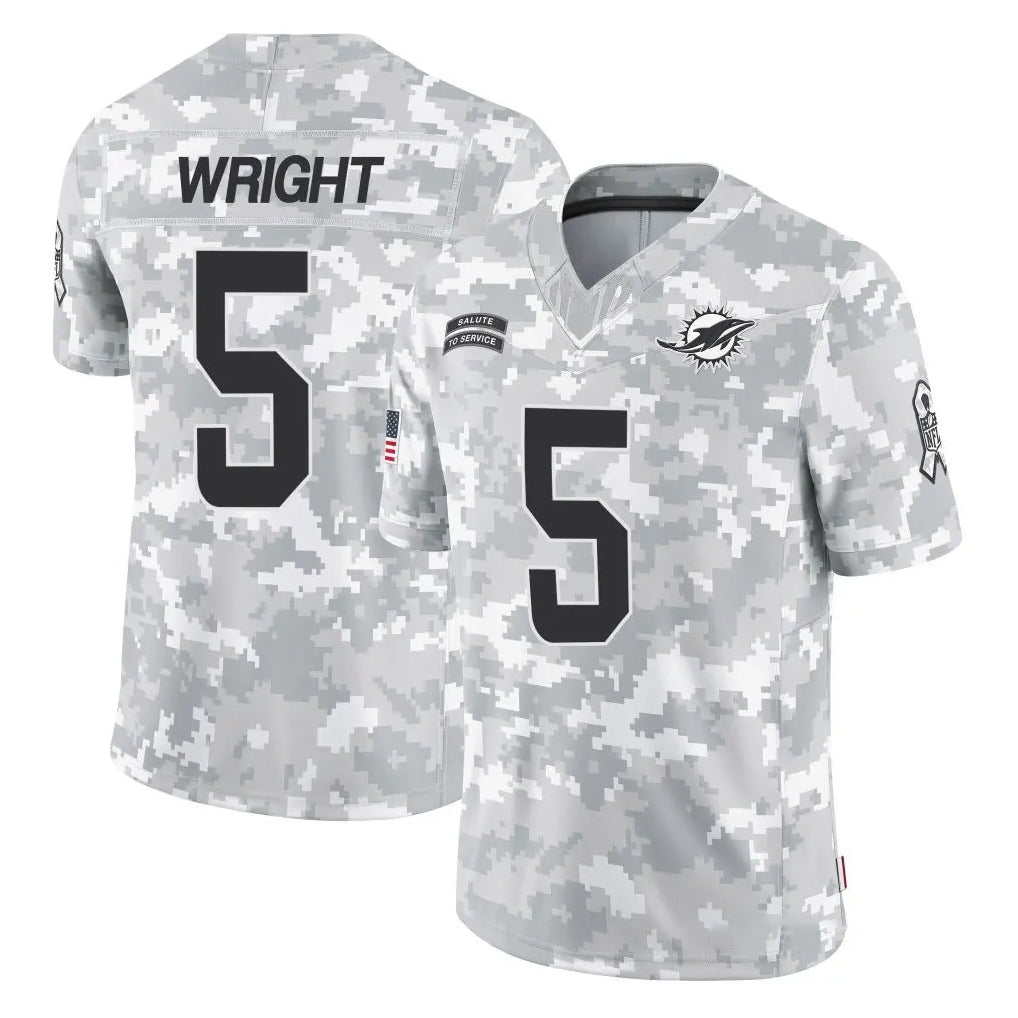 Kieara M.Dolphins #5 Jaylen Wright Player Arctic Camo Salute To Service Limited Game Stitched Jerseys