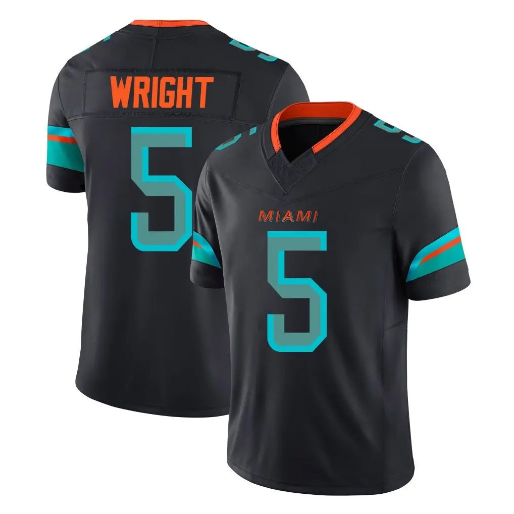 Kieara M.Dolphins #5 Jaylen Wright Player Black Limited Pitch Rivalries Collection Home Game Stitched Jerseys