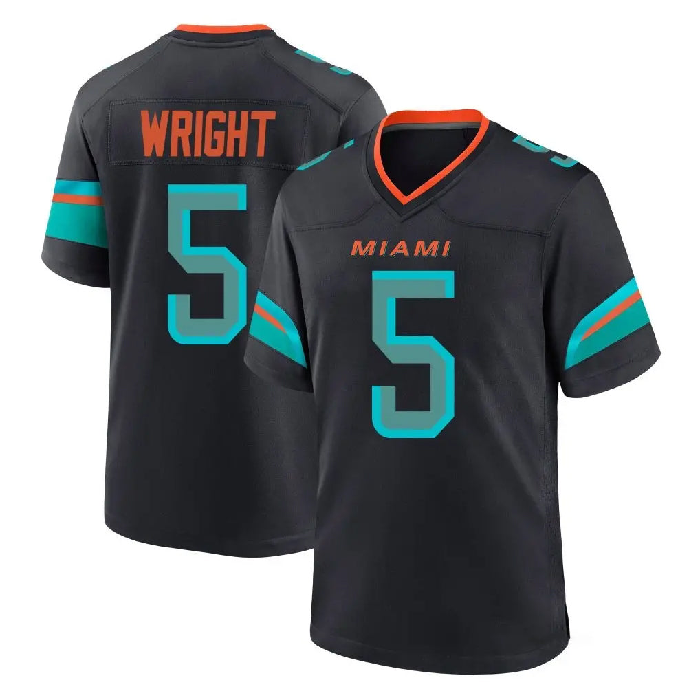 Kieara M.Dolphins #5 Jaylen Wright Player Black Pitch Rivalries Collection Home Game Stitched Jerseys