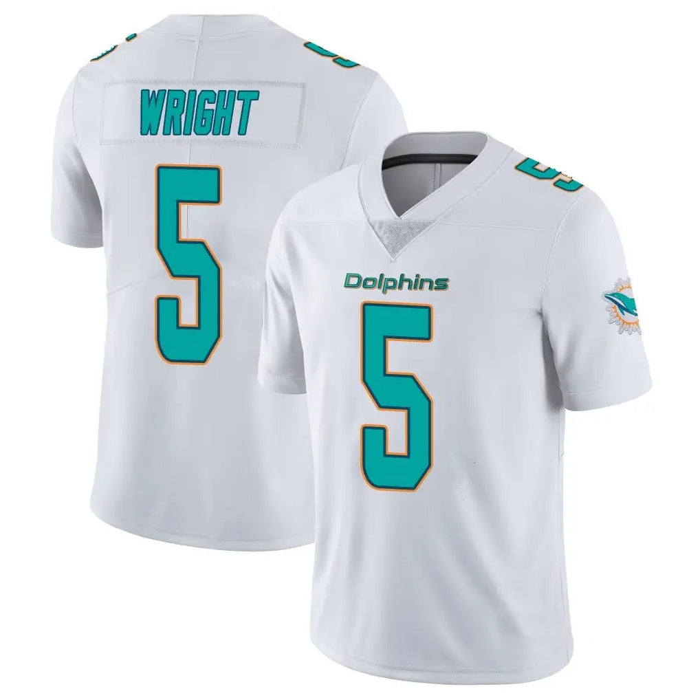 Kieara M.Dolphins #5 Jaylen Wright Player White Limited Vapor Untouchable Home Game Stitched Jerseys