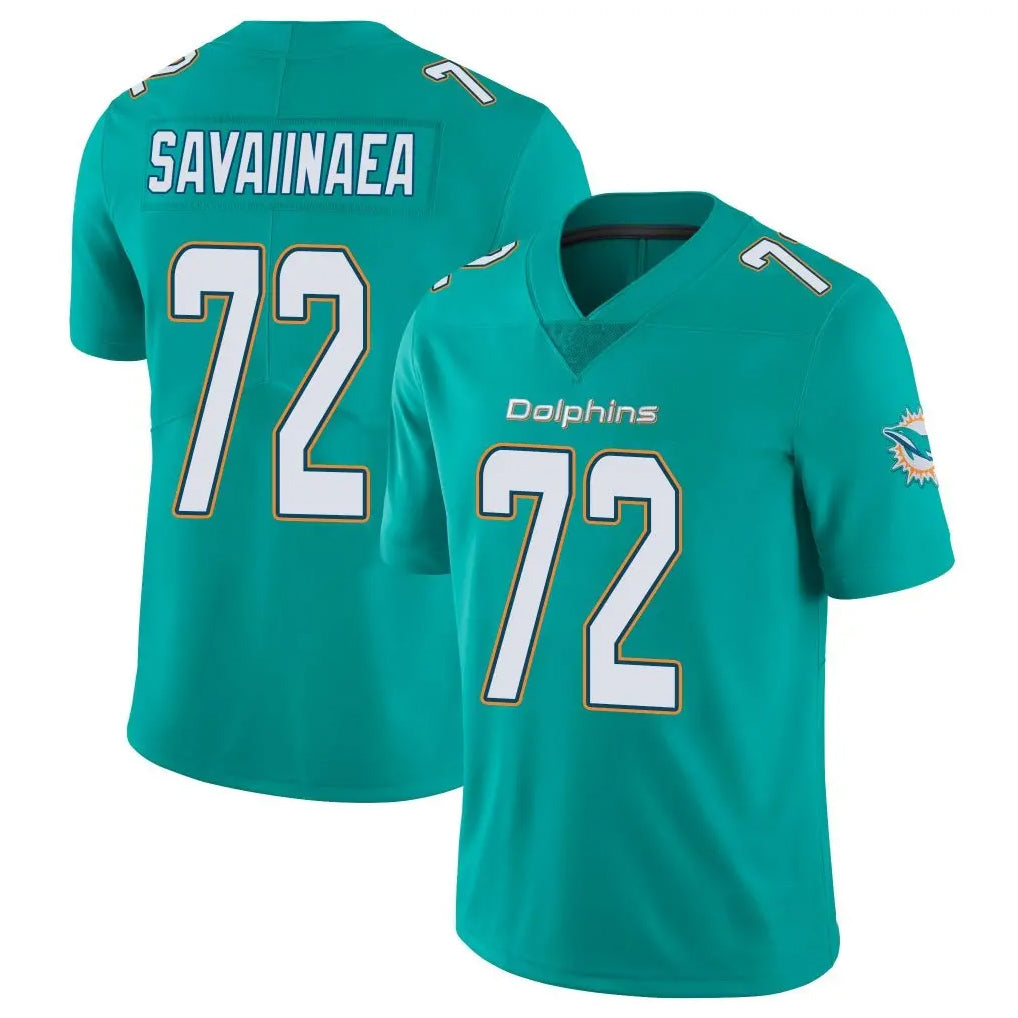 Kieara M.Dolphins #72 Jonah Savaiinaea Player Aqua Limited Vapor Untouchable Home Game Stitched Jerseys