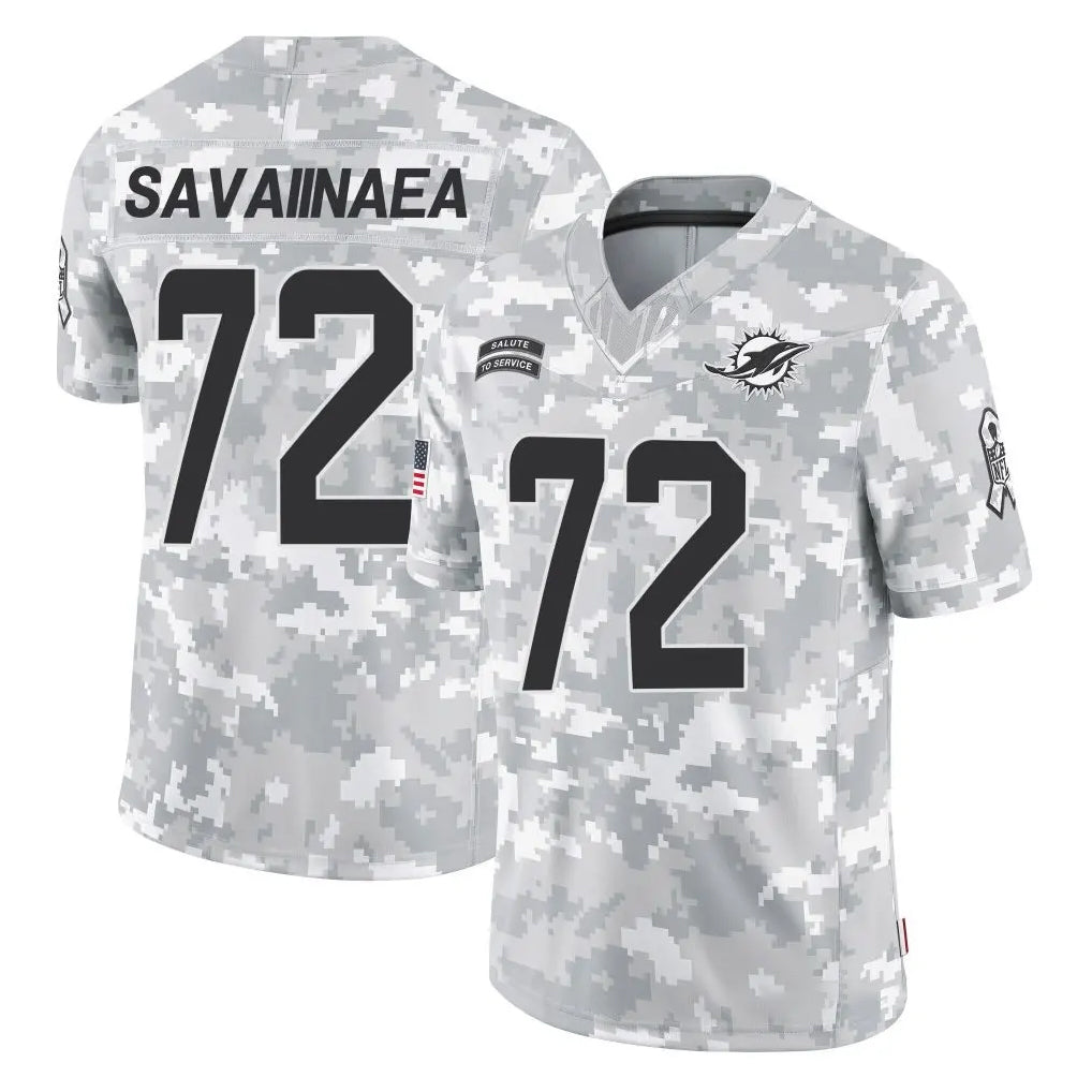 Kieara M.Dolphins #72 Jonah Savaiinaea Player Arctic Camo Salute To Service Limited Game Stitched Jerseys