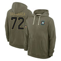 Kieara M.Dolphins #72 Jonah Savaiinaea Player Olive Salute to Service Pullover Hoodies Limited Stitched Jerseys