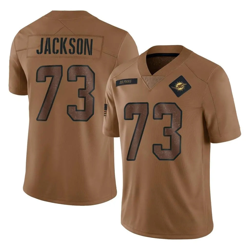 Kieara M.Dolphins #73 Austin Jackson Player Brown Salute To Service Limited Stitched Jerseys