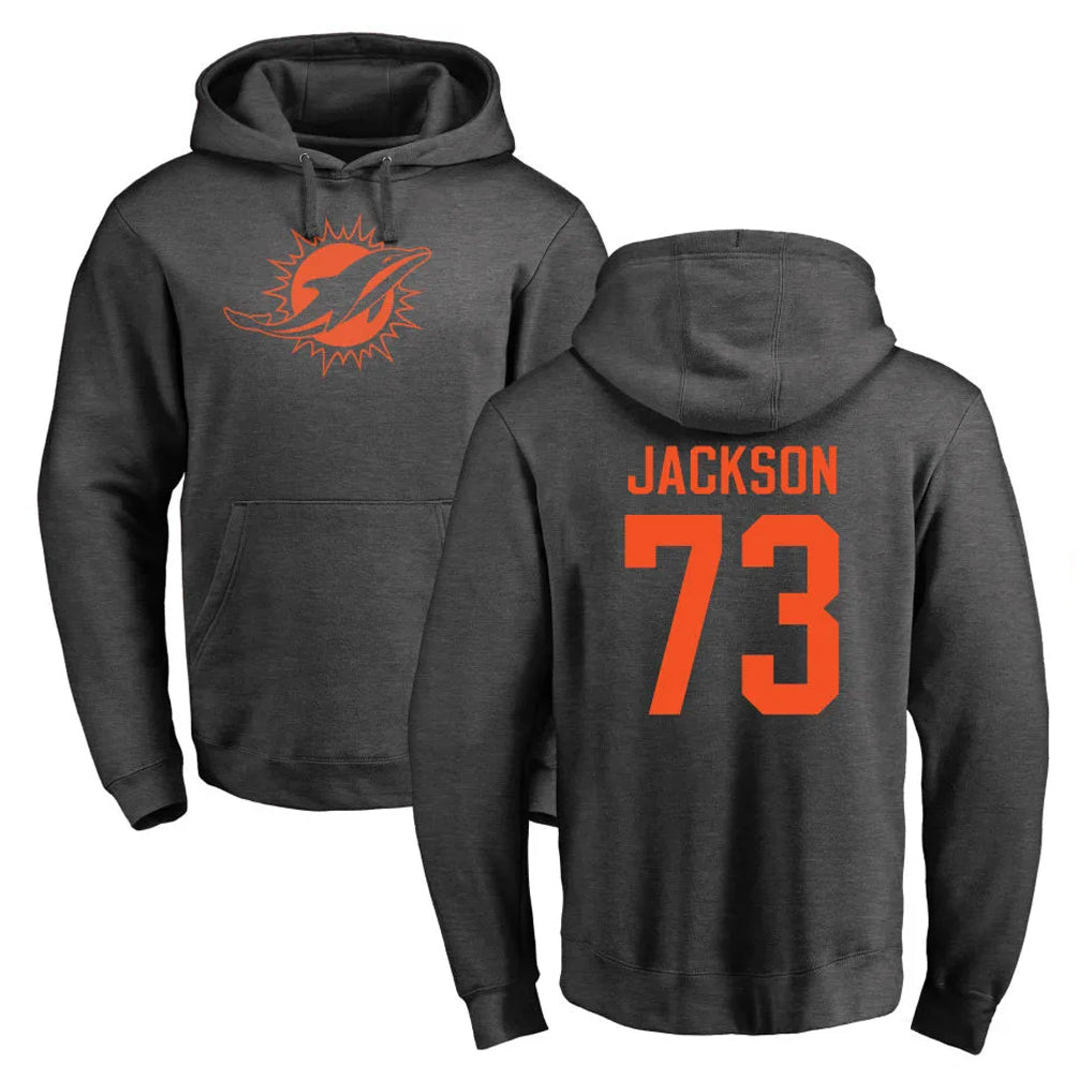 Kieara M.Dolphins #73 Austin Jackson Player Darkgray Pullover Hoodies Limited Stitched Jerseys