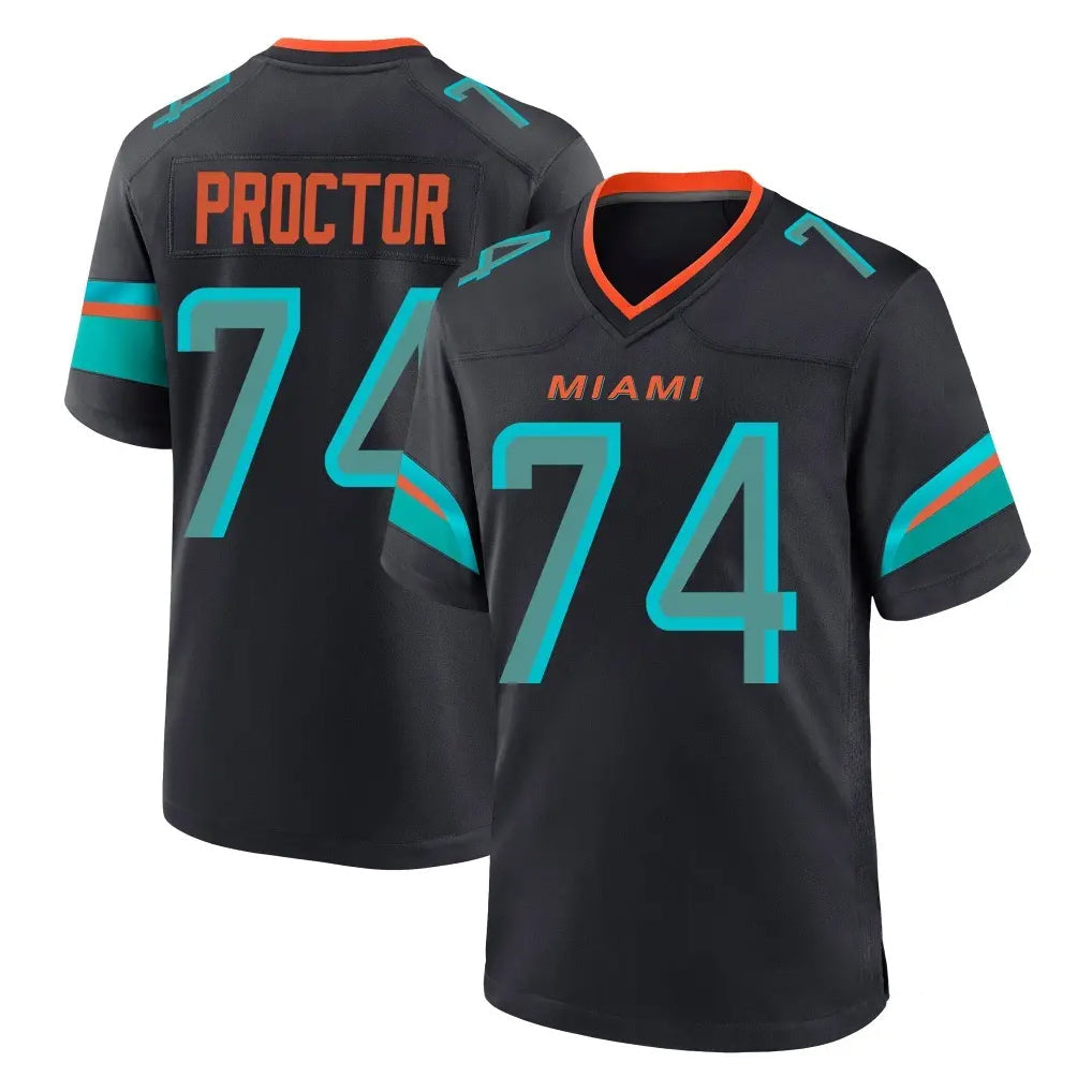 Kieara M.Dolphins #74 Kadyn Proctor Player Black Pitch Rivalries Collection Home Game Stitched Jerseys
