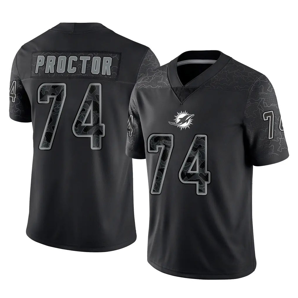 Kieara M.Dolphins #74 Kadyn Proctor Player Black Reflective Limited Game Stitched Jerseys