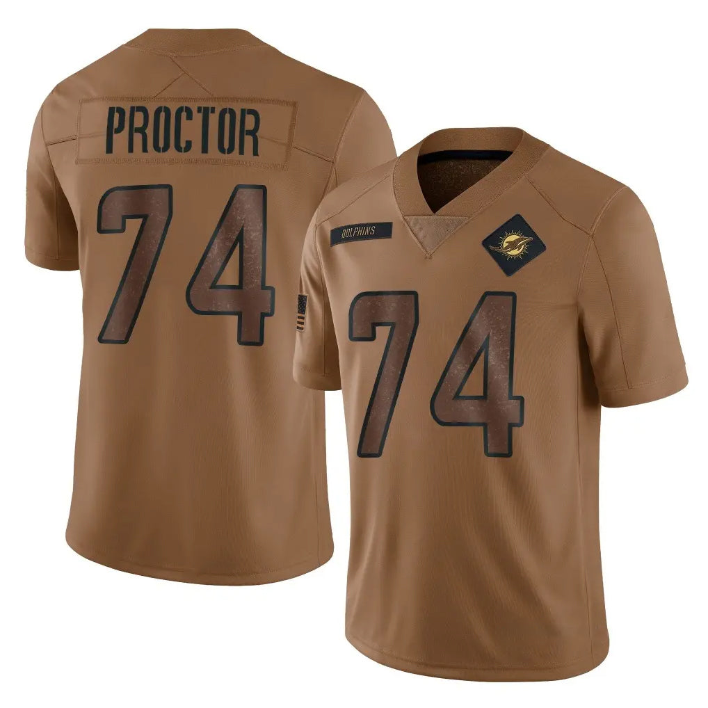 Kieara M.Dolphins #74 Kadyn Proctor Player Brown Salute To Service Limited Stitched Jerseys