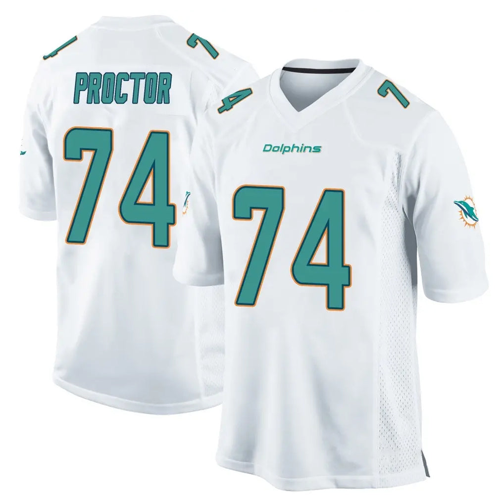 Kieara M.Dolphins #74 Kadyn Proctor Player White Home Game Stitched Jerseys
