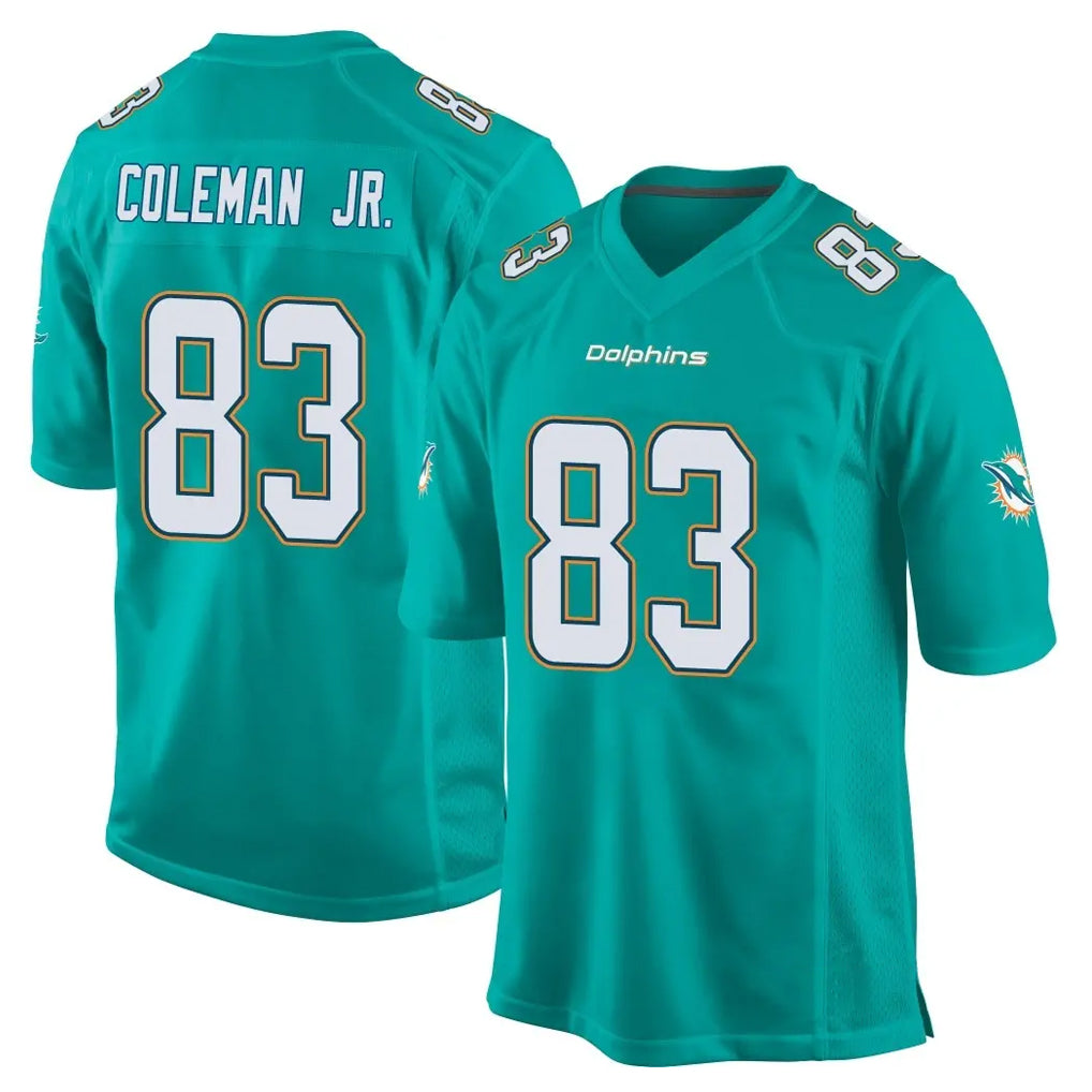 Kieara M.Dolphins #83 Kevin Coleman Jr. Player Aqua Team Color Home Game Stitched Jerseys