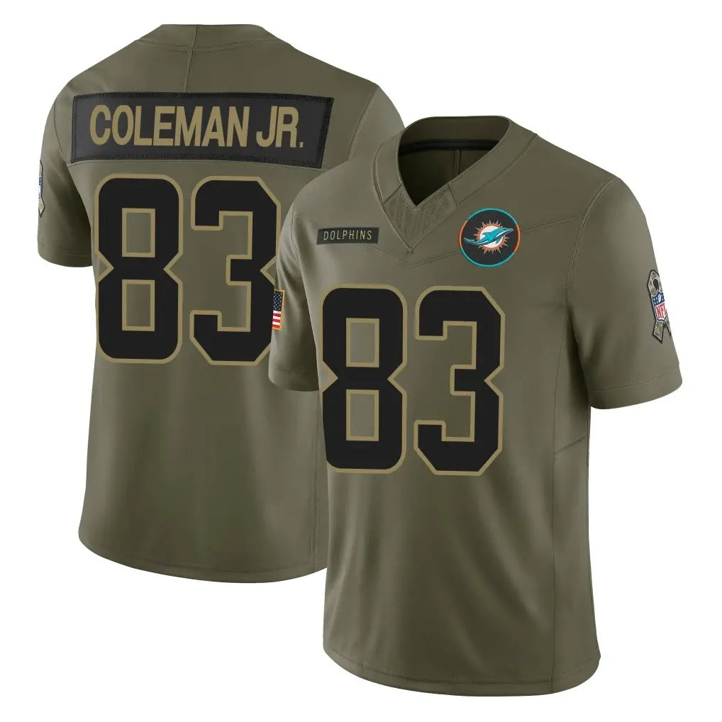Kieara M.Dolphins #83 Kevin Coleman Jr. Player Olive 2025 Salute To Service Limited Game Stitched Jerseys