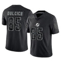 Kieara M.Dolphins #85 Greg Dulcich Player Black Reflective Limited Game Stitched Jerseys