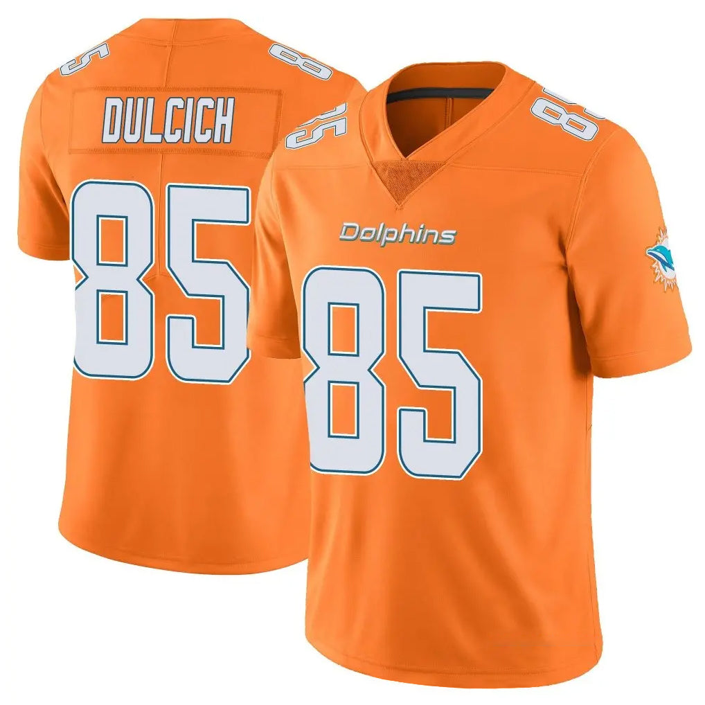 Kieara M.Dolphins #85 Greg Dulcich Player Orange Limited Home Game Stitched Jerseys