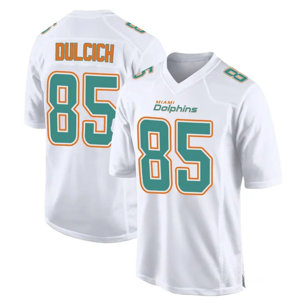 Kieara M.Dolphins #85 Greg Dulcich Player White Fashion Home Game Stitched Jerseys