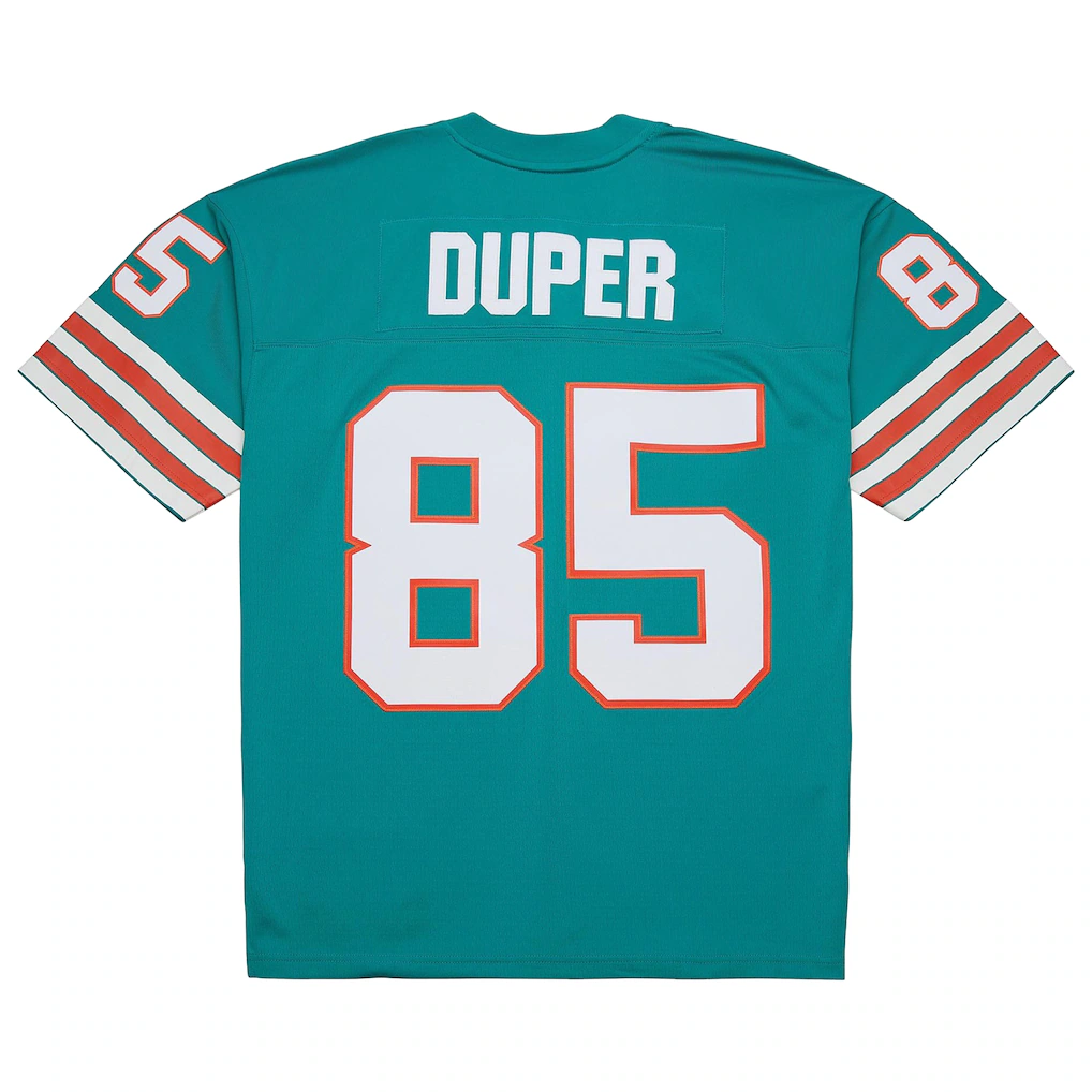 Kieara M.Dolphins #85 Mark Duper Mitchell & Ness Aqua Legacy Replica Jersey