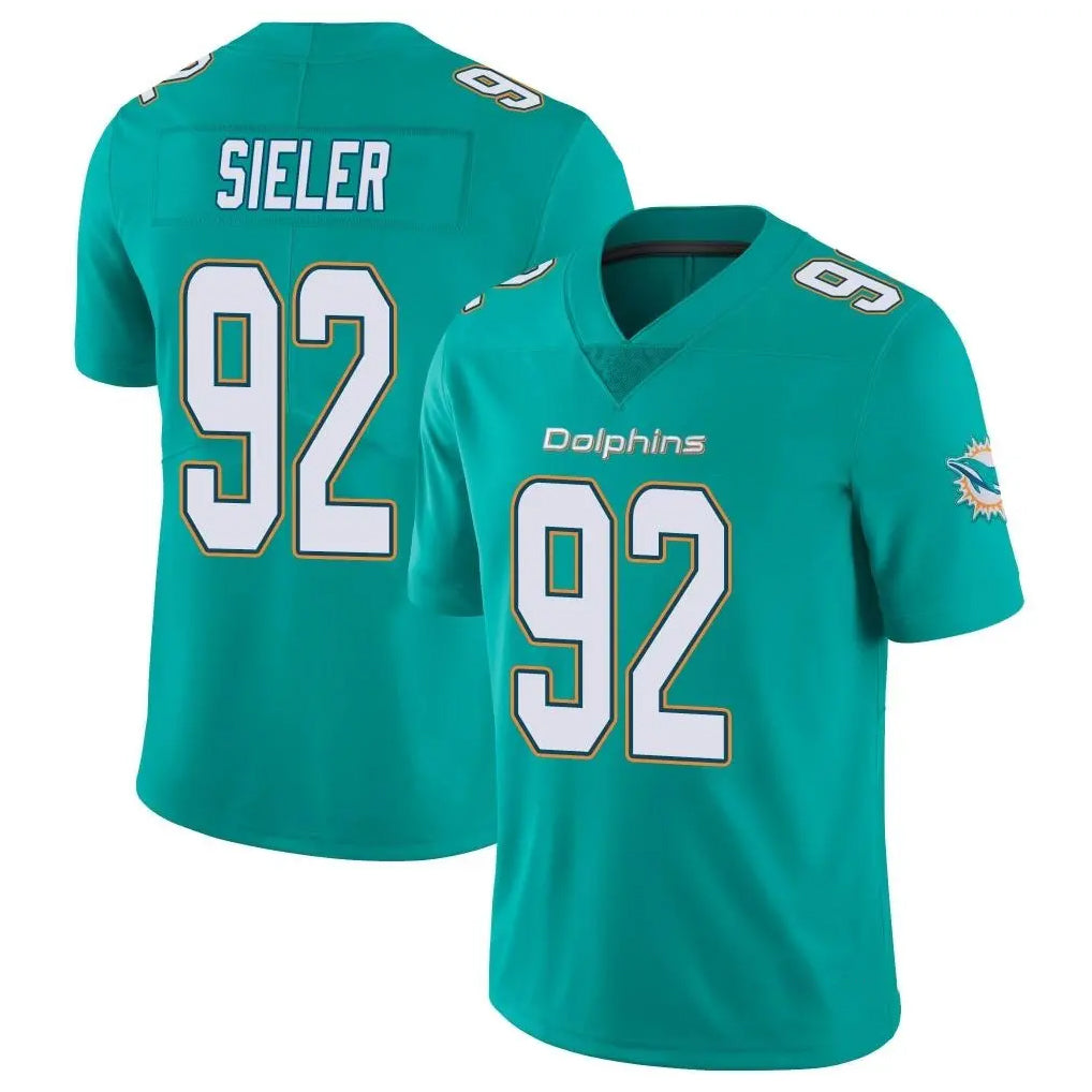 Kieara M.Dolphins #92 Zach Sieler Player Aqua Limited Vapor Untouchable Home Game Stitched Jerseys