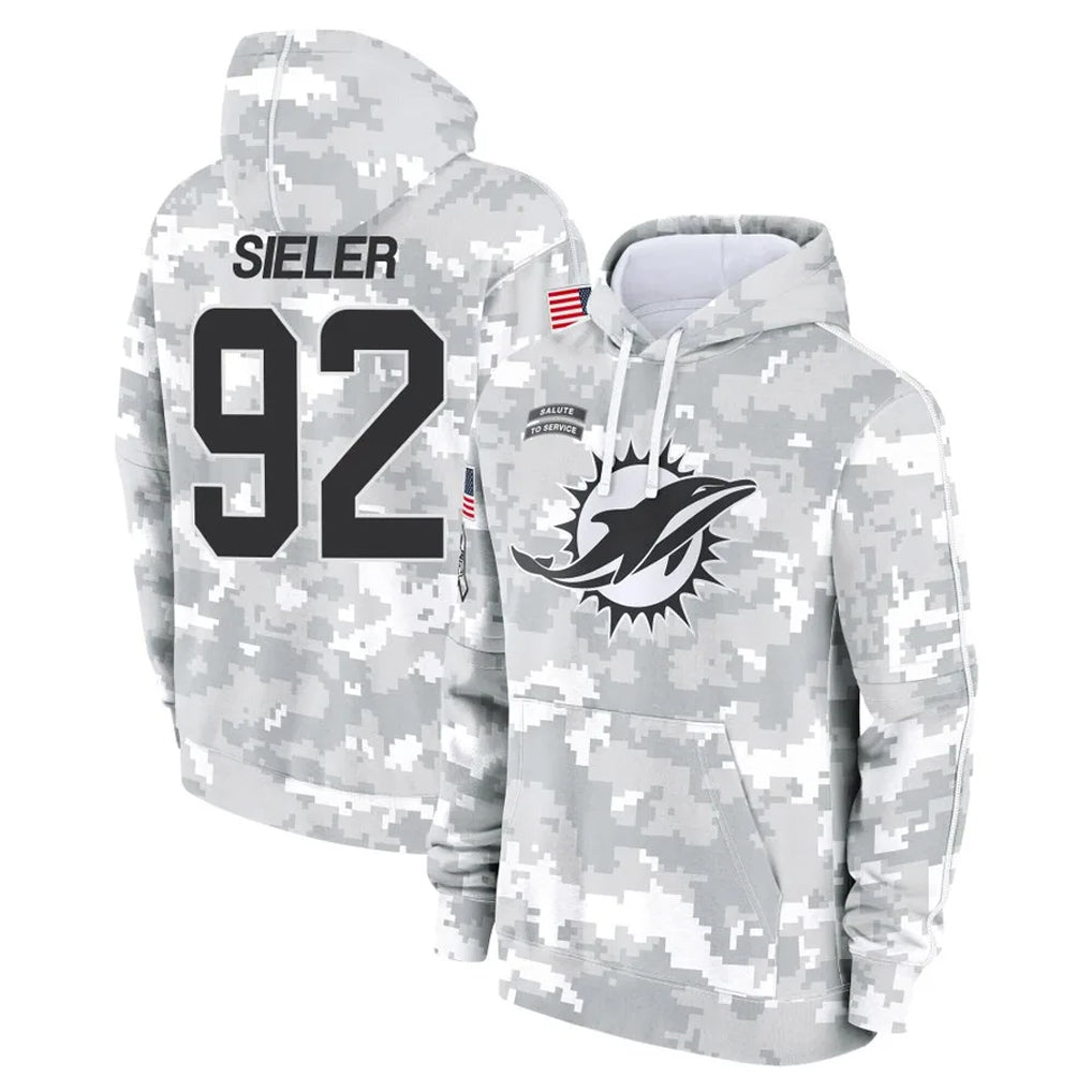 Kieara M.Dolphins #92 Zach Sieler Player Arctic Camo Salute to Service Hoodies Limited Game Stitched Jerseys