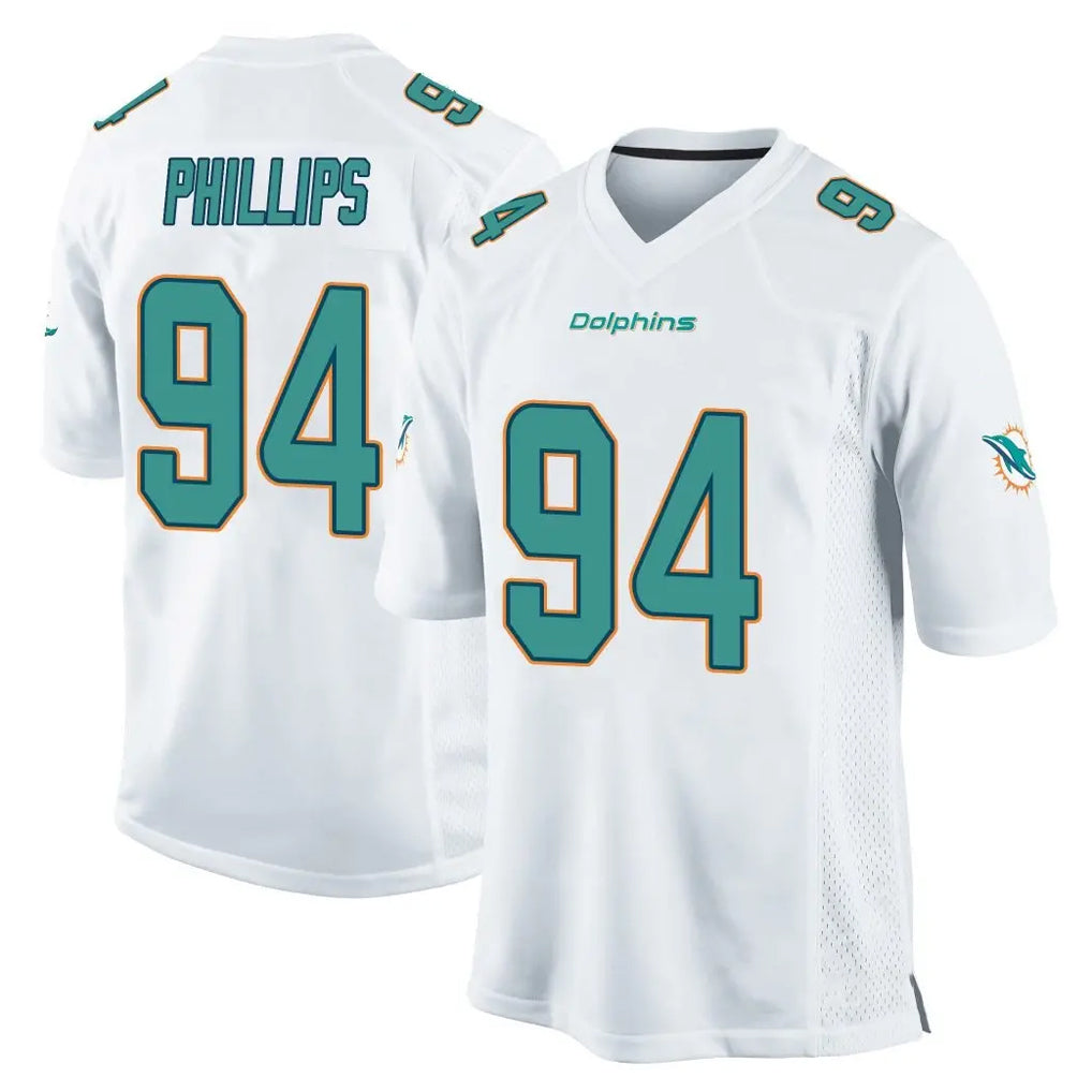 Kieara M.Dolphins #94 Jordan Phillips Player White Home Game Stitched Jerseys
