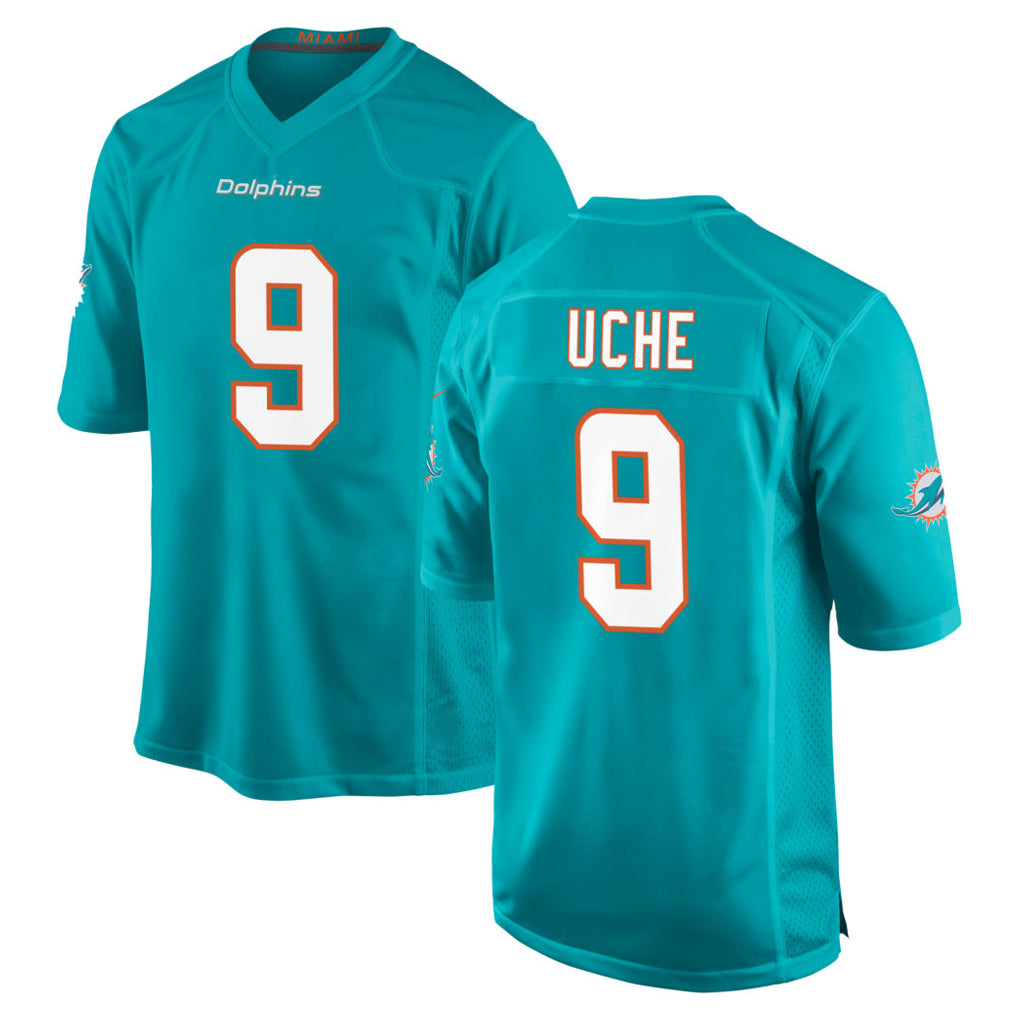 Kieara M.Dolphins #9 Joshua Uche Player Aqua Home Game Stitched Jerseys