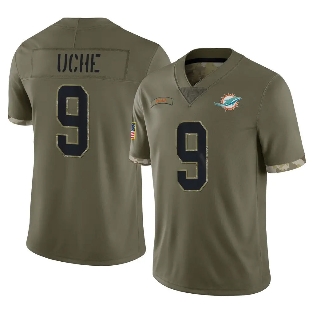 Kieara M.Dolphins #9 Joshua Uche Player Olive Salute To Service Limited Stitched Jerseys