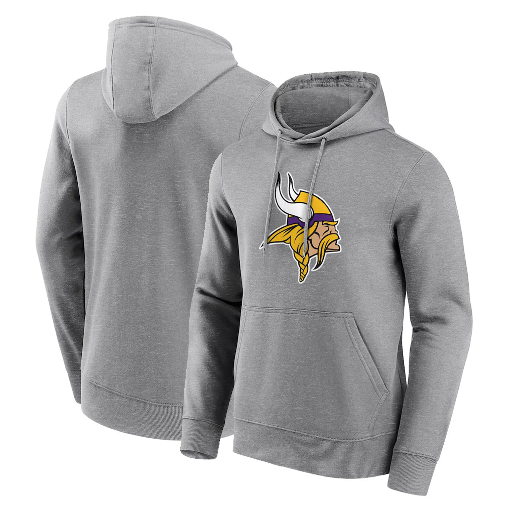 Kieara MN.Vikings Gray LOGO Pullover Hoodies Blank Player Home Game Stitched Jerseys