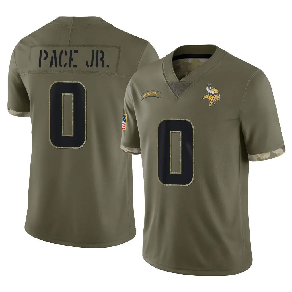 Kieara MN.Vikings #0 Ivan Pace Jr. Player Olive Salute To Service Limited Stitched Jerseys