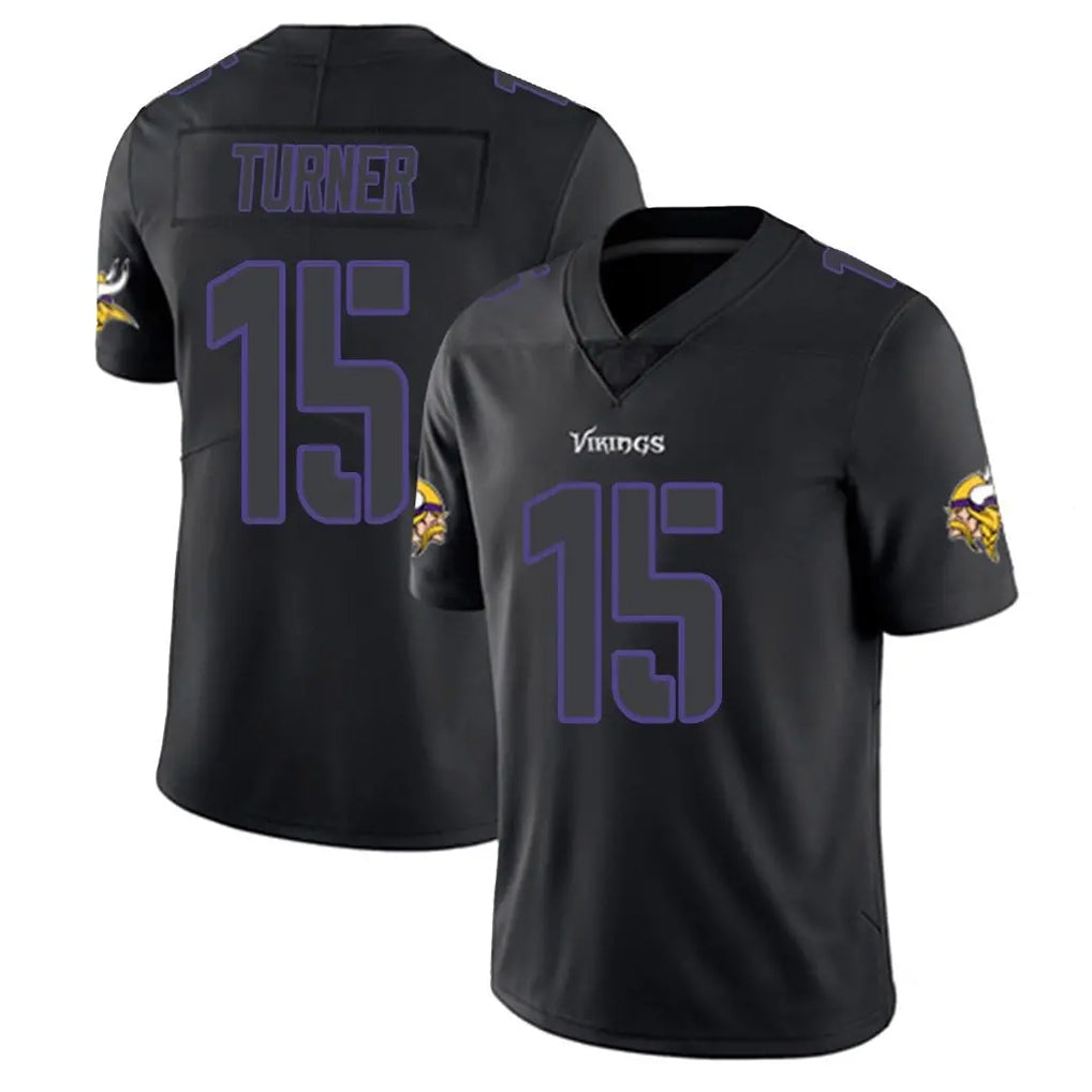 Kieara MN.Vikings #15 Dallas Turner Player Black Impact LImited Home Game Stitched Jerseys