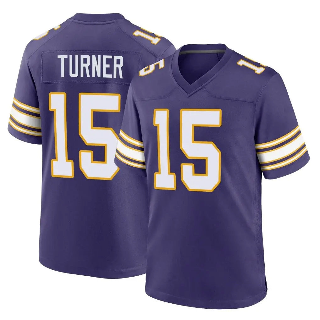 Kieara MN.Vikings #15 Dallas Turner Player Purple Classic Home Game Stitched Jerseys