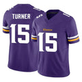 Kieara MN.Vikings #15 Dallas Turner Player Purple Limited Vapor F.U.S.E. Home Game Stitched Jerseys