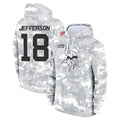 Kieara MN.Vikings #18 Justin Jefferson Player Arctic Camo Salute to Service Pullover Hoodies Limited Game Stitched Jerseys