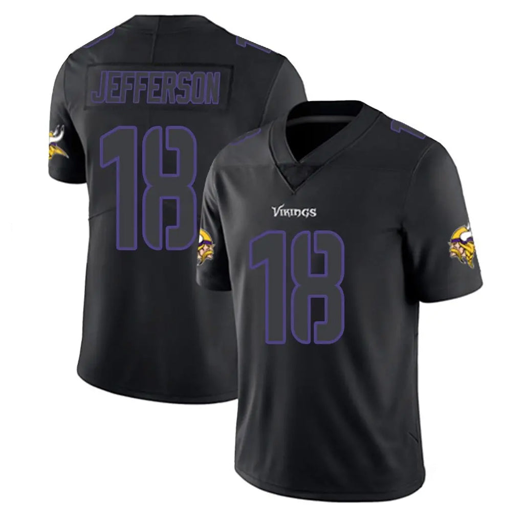 Kieara MN.Vikings #18 Justin Jefferson Player Black Impact LImited Home Game Stitched Jerseys