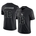 Kieara MN.Vikings #18 Justin Jefferson Player Black Reflective LImited Home Game Stitched Jerseys