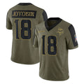 Kieara MN.Vikings #18 Justin Jefferson Player Olive Salute To Service Limited Game Stitched Jerseys