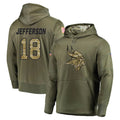 Kieara MN.Vikings #18 Justin Jefferson Player Olive Salute to Service Pullover Hoodies Home Game Stitched Jerseys
