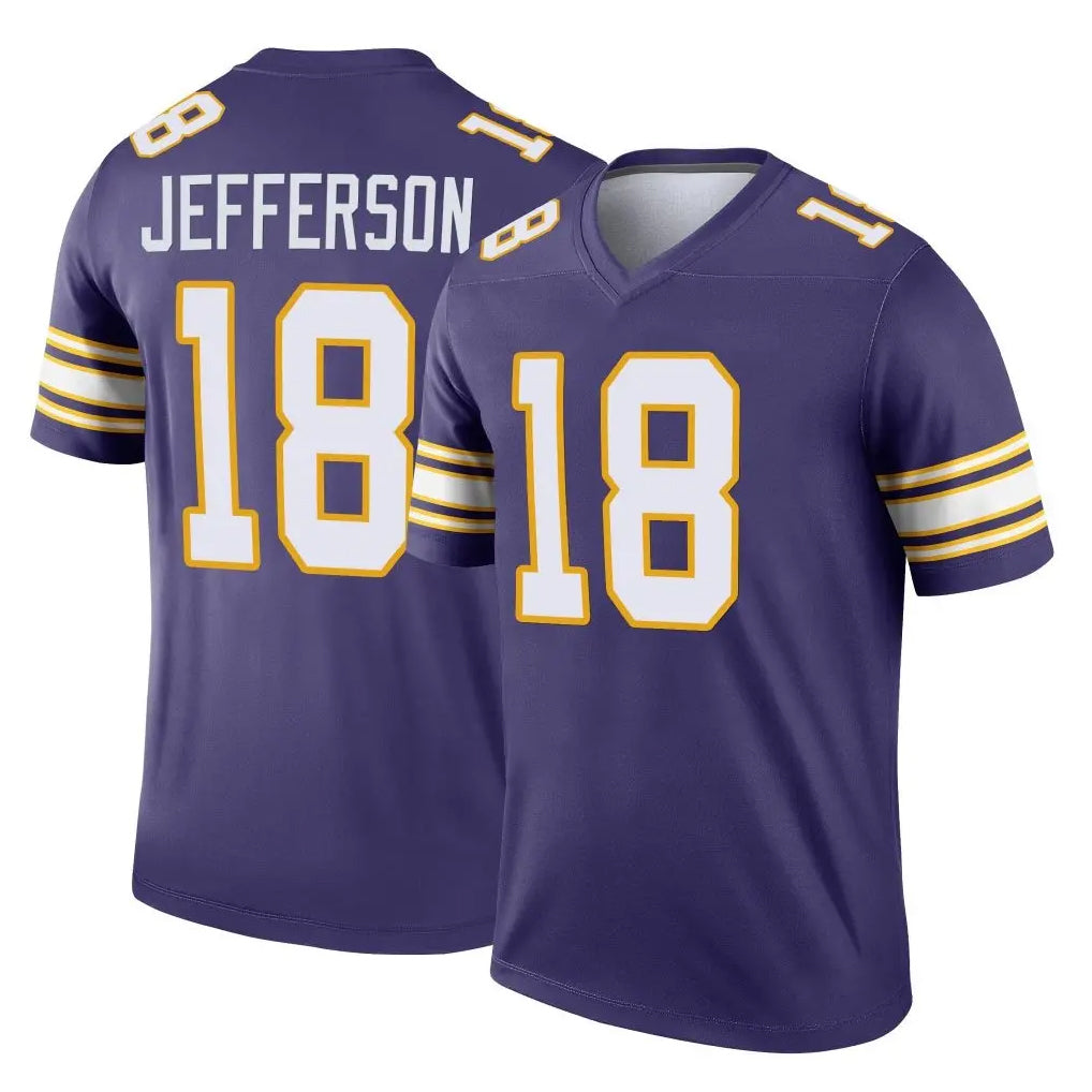 Kieara MN.Vikings #18 Justin Jefferson Player Purple Limited Classic Home Game Stitched Jerseys