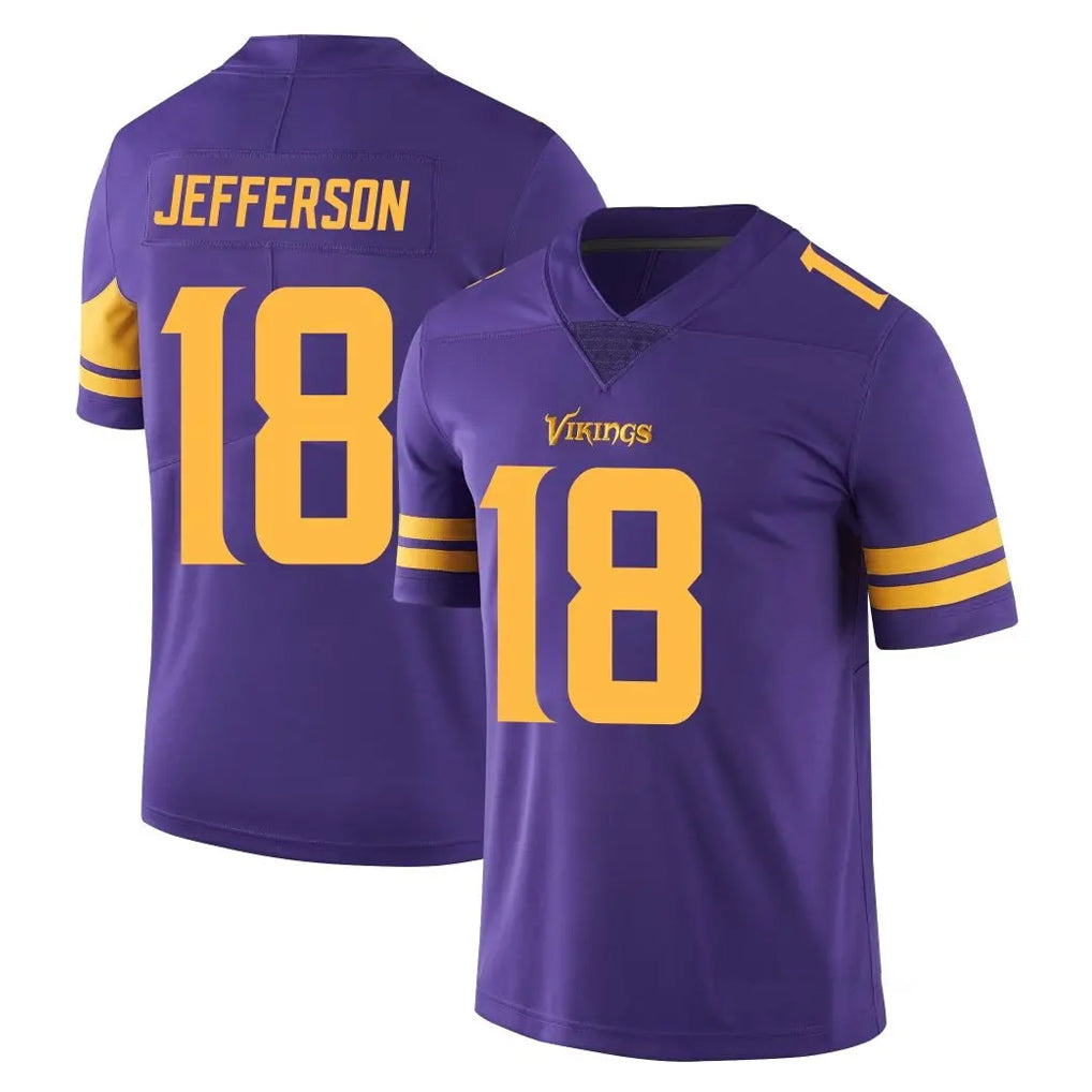 Kieara MN.Vikings #18 Justin Jefferson Player Purple Limited Color Rush Home Game Stitched Jerseys